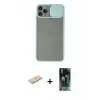 ieg™ iPhone 11 Pro Max Kılıf Vadi Çizgi - Şeffaf 360 Full Body Arka Koruyucu + Renkli Kamera Lens Koruma Cam - MI