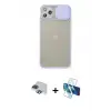 ieg™ iPhone 11 Pro Max Kılıf Vadi Çizgi - Siyah 3D Antistatik Seramik Nano Ekran Koruyucu + Pers Alüminyum Kamera Lens - LT