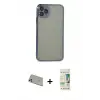 ieg™ iPhone 11 Pro Max Kılıf Vadi Minimal - Siyah 20D Premium Cam Ekran Koruyucu + Rainbow Kamera Lens Koruma Cam - GD
