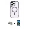 ieg™ iPhone 11 Pro Max Kılıf Yadigar Klasik Özel Seri - Siyah 34D Izgaralı Cam + Rainbow Kamera Lens Koruma Cam - YL