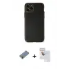 ieg™ iPhone 11 Pro Max Kılıf Yadigar Klasik - Siyah Seramik Nano Ekran Koruyucu + Metal Kamera Lens Koruma Cam - AKYL