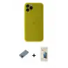 ieg™ iPhone 11 Pro Max Kılıf Yadigar Yansıma Serisi - Siyah 6D Mat Seramik Hayalet Nano Ekran Koruyucu + Metal Kamera Lens Koruma Cam - SH