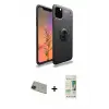 ieg™ iPhone 11 Pro Max Kılıf Yankı Form Prime - Siyah 20D Premium Cam Ekran Koruyucu + Rainbow Kamera Lens Koruma Cam - YL