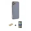 ieg™ iPhone 11 Pro Max Kılıf Yankı Serisi - Siyah 34D Hayalet Izgaralı Cam + Renkli Kamera Lens Koruma Cam - TU