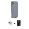 ieg™ iPhone 11 Pro Max Kılıf Yankı Serisi - Siyah 3D Antistatik Hayalet Cam Ekran Koruyucu + Pers Alüminyum Kamera Lens - LT