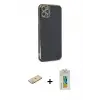 ieg™ iPhone 11 Pro Max Kılıf Yankı Serisi - Siyah Polymer Nano Ekran Koruyucu + Renkli Kamera Lens Koruma Cam - YL