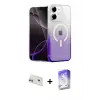 ieg™ iPhone 12 Kılıf Eksen Minimal Özel Seri - Siyah Bilvis 5in1 3D Magic Cam Ekran Koruyucu + Rainbow Kamera Lens Koruma Cam - MR