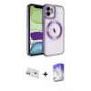 ieg™ iPhone 12 Kılıf Nova Işık Özel Seri - Siyah Bilvis 5in1 3D Magic Cam Ekran Koruyucu + Rainbow Kamera Lens Koruma Cam - YL