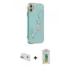 ieg™ iPhone 12 Kılıf Nova Işık Prime - Siyah Polymer Nano Ekran Koruyucu + Rainbow Kamera Lens Koruma Cam - YL