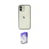 ieg™ iPhone 12 Kılıf Vadi Minimal - Siyah Bilvis 5in1 3D Magic Cam Ekran Koruyucu