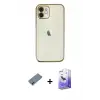 ieg™ iPhone 12 Kılıf Vadi Minimal - Siyah Bilvis 5in1 5D Magic Hayalet Cam Ekran Koruyucu + Shine Kamera Lens Koruma Cam - GD