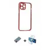 ieg™ iPhone 12 Pro Kılıf Nova Asil Özel Seri - Siyah 3D Antistatik Cam Ekran Koruyucu + Shine Kamera Lens Koruma Cam - SH