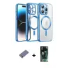 ieg™ iPhone 12 Pro Kılıf Nova Işık Özel Seri - Siyah 360 Mat Full Body Arka Koruyucu + Metal Kamera Lens Koruma Cam - GD