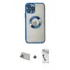 ieg™ iPhone 12 Pro Kılıf Pusula Form - Şeffaf Uv Polymer Nano Ekran Koruyucu + Rainbow Kamera Lens Koruma Cam - GD