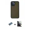 ieg™ iPhone 12 Pro Max Kılıf Ahenk Çizgi Serisi - Şeffaf Temperli Cam Ekran Koruyucu + Shine Kamera Lens Koruma Cam - GD