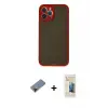 ieg™ iPhone 12 Pro Max Kılıf Ahenk Çizgi Serisi - Siyah 6D Mat Seramik Hayalet Nano Ekran Koruyucu + Metal Kamera Lens Koruma Cam - KI