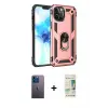 ieg™ iPhone 12 Pro Max Kılıf Ahenk Klasik Koleksiyonu - Siyah 20D Premium Cam Ekran Koruyucu + Neon Fosforlu Kamera Lens - MI