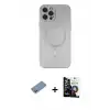 ieg™ iPhone 12 Pro Max Kılıf Akış Minimal Özel Seri - Şeffaf Temperli Cam Ekran Koruyucu + Shine Kamera Lens Koruma Cam - GS