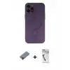 ieg™ iPhone 12 Pro Max Kılıf Akış Minimal Özel Seri - Şeffaf Uv Polymer Nano Ekran Koruyucu + Metal Kamera Lens Koruma Cam - KI