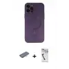 ieg™ iPhone 12 Pro Max Kılıf Akış Minimal Özel Seri - Şeffaf Uv Polymer Nano Ekran Koruyucu + Renkli Kamera Lens Koruma Cam - TU