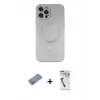 ieg™ iPhone 12 Pro Max Kılıf Akış Minimal Özel Seri - Şeffaf Uv Polymer Nano Ekran Koruyucu + Shine Kamera Lens Koruma Cam - GS
