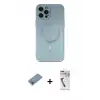 ieg™ iPhone 12 Pro Max Kılıf Akış Minimal Özel Seri - Şeffaf Uv Polymer Nano Ekran Koruyucu + Shine Kamera Lens Koruma Cam - GI
