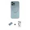 ieg™ iPhone 12 Pro Max Kılıf Akış Minimal Özel Seri - Şeffaf Uv Polymer Nano Ekran Koruyucu + Shine Kamera Lens Koruma Cam - GS