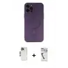 ieg™ iPhone 12 Pro Max Kılıf Akış Minimal Özel Seri - Şeffaf Uv Polymer Nano Ekran Koruyucu + Shine Kamera Lens - GD