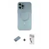 ieg™ iPhone 12 Pro Max Kılıf Akış Minimal Özel Seri - Şeffaf Uv Polymer Nano Ekran Koruyucu + Shine Kamera Lens Koruma Cam - PE