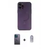 ieg™ iPhone 12 Pro Max Kılıf Akış Minimal Özel Seri - Siyah Joko Magic 5D Cam + Neon Fosforlu Kamera Lens - MI