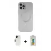 ieg™ iPhone 12 Pro Max Kılıf Akış Minimal Özel Seri - Siyah Polymer Nano Ekran Koruyucu + Shine Kamera Lens - GD
