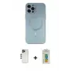 ieg™ iPhone 12 Pro Max Kılıf Akış Minimal Özel Seri - Siyah Polymer Nano Ekran Koruyucu + Shine Kamera Lens - GD