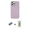 ieg™ iPhone 12 Pro Max Kılıf Çekirdek Çizgi - Siyah Polymer Nano Ekran Koruyucu + Shine Kamera Lens Koruma Cam - GD