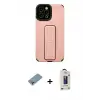 ieg™ iPhone 12 Pro Max Kılıf Çekirdek Yansıma - Siyah Bilvis Hayalet Cam Ekran Koruyucu + Shine Kamera Lens Koruma Cam - GI