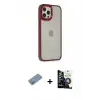 ieg™ iPhone 12 Pro Max Kılıf Eksen Doku Prime - Şeffaf Temperli Cam Ekran Koruyucu + Shine Kamera Lens Koruma Cam - GS