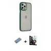 ieg™ iPhone 12 Pro Max Kılıf Eksen Doku Prime - Şeffaf Temperli Cam Ekran Koruyucu + Shine Kamera Lens Koruma Cam - GS