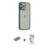 ieg™ iPhone 12 Pro Max Kılıf Eksen Doku Prime - Şeffaf Uv Polymer Nano Ekran Koruyucu + Renkli Kamera Lens Koruma Cam - TU