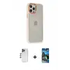 ieg™ iPhone 12 Pro Max Kılıf Eksen Doku Prime - Siyah 34D Izgaralı Cam + Shine Kamera Lens - LT