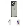 ieg™ iPhone 12 Pro Max Kılıf Eksen Doku Prime - Siyah Joko 5D Cam + Shine Kamera Lens - LT