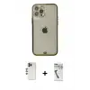 ieg™ iPhone 12 Pro Max Kılıf Eksen Minimal Koleksiyonu - Şeffaf Uv Polymer Nano Ekran Koruyucu + Shine Kamera Lens - GD