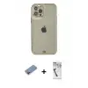 ieg™ iPhone 12 Pro Max Kılıf Eksen Minimal Koleksiyonu - Şeffaf Uv Polymer Nano Ekran Koruyucu + Shine Kamera Lens Koruma Cam - PE