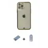 ieg™ iPhone 12 Pro Max Kılıf Eksen Minimal Koleksiyonu - Siyah Joko Magic 5D Cam + Shine Kamera Lens Koruma Cam - PE