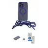 ieg™ iPhone 12 Pro Max Kılıf Eksen Özel Seri - Şeffaf Royal Nano Ekran Koruyucu + Renkli Kamera Lens Koruma Cam - YL