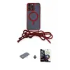 ieg™ iPhone 12 Pro Max Kılıf Eksen Özel Seri - Şeffaf Temperli Cam Ekran Koruyucu + Renkli Kamera Lens Koruma Cam - SI