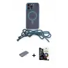 ieg™ iPhone 12 Pro Max Kılıf Eksen Özel Seri - Şeffaf Temperli Cam Ekran Koruyucu + Renkli Kamera Lens Koruma Cam - SI