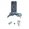 ieg™ iPhone 12 Pro Max Kılıf Eksen Özel Seri - Şeffaf Uv Polymer Nano Ekran Koruyucu + Shine Kamera Lens Koruma Cam - MI