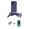 ieg™ iPhone 12 Pro Max Kılıf Eksen Özel Seri - Siyah 18D Cam Ekran Koruyucu + Shine Kamera Lens Koruma Cam - GI