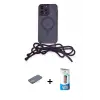 ieg™ iPhone 12 Pro Max Kılıf Eksen Özel Seri - Siyah 5D Eko Cam Ekran Koruyucu + Renkli Kamera Lens Koruma Cam - SI