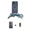 ieg™ iPhone 12 Pro Max Kılıf Eksen Özel Seri - Siyah Joko Magic 5D Hayalet Cam + Neon Fosforlu Kamera Lens - BZ