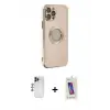 ieg™ iPhone 12 Pro Max Kılıf İz Form Serisi - Siyah Joko 5D Cam + Shine Kamera Lens - LT